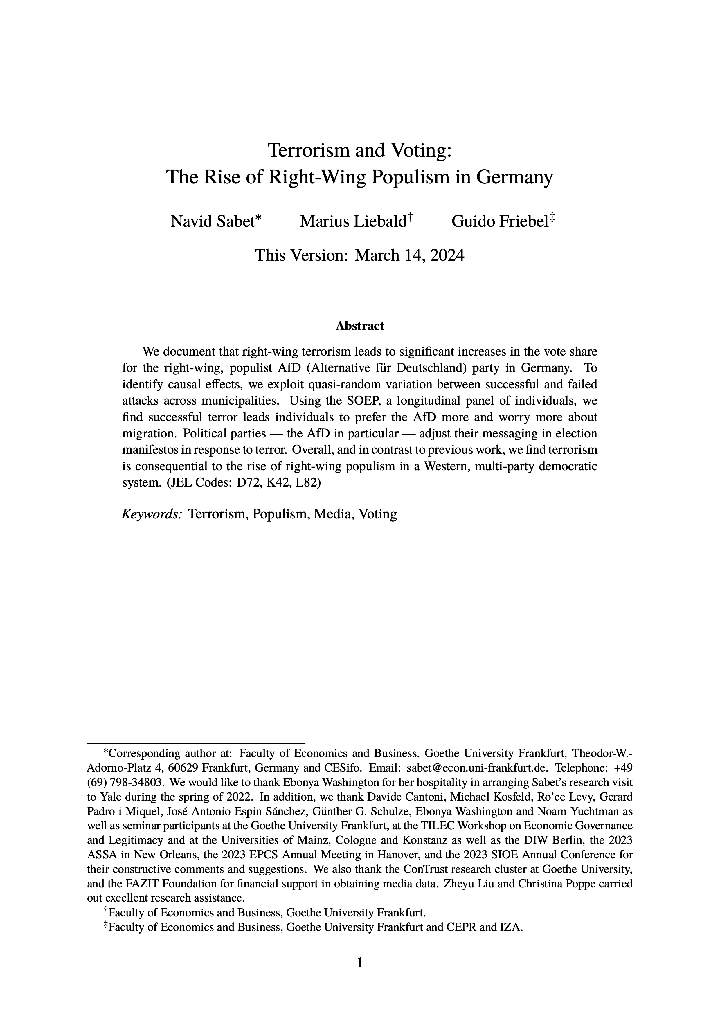 Paper: Terrorism and Voting: The Rise of Right-Wing Populism in Germany